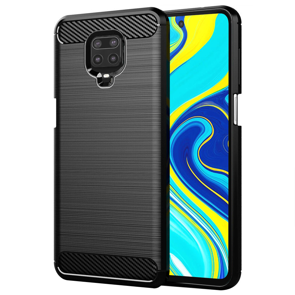 Fodral för Xiaomi Redmi Note 9S / Note 9 Pro / Note 9 Pro Max, Techsuit, Kolfiber, Svart