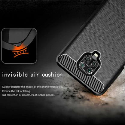 Fodral för Xiaomi Redmi Note 9S / Note 9 Pro / Note 9 Pro Max, Techsuit, Kolfiber, Svart