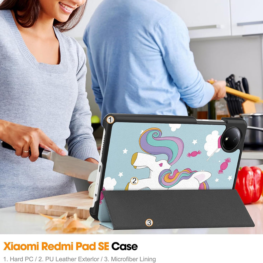 Fodral för Xiaomi Redmi Pad SE 8.7, Techsuit, FoldPro Unicorn, Flerfärgad