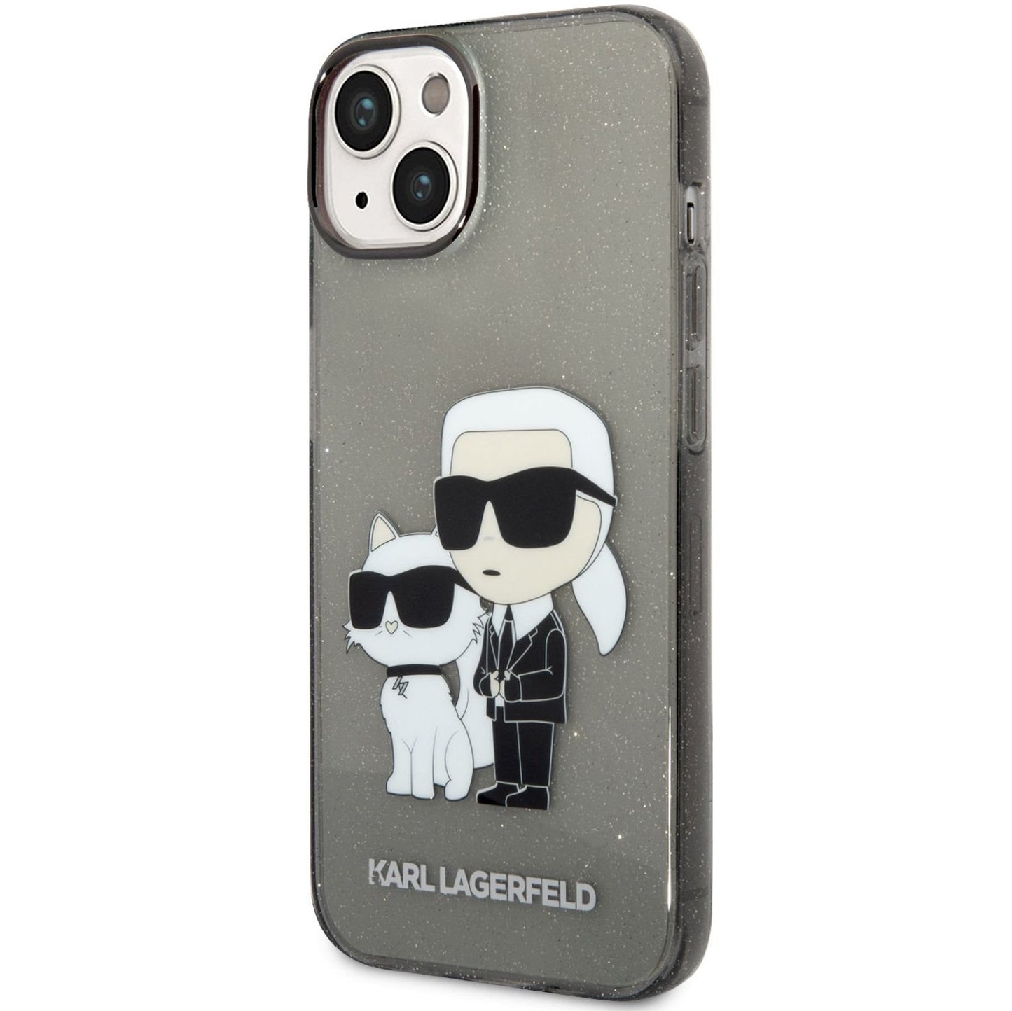 Fodral för Apple iPhone 14 Plus, Karl Lagerfeld, IML Glitter Karl and Choupette NFT, Svart