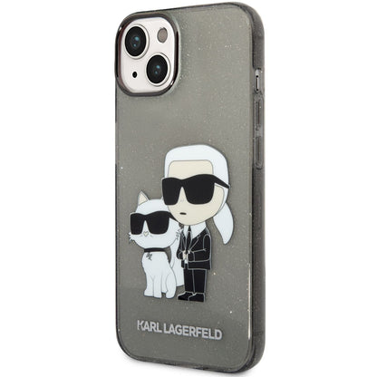 Fodral för Apple iPhone 14 Plus, Karl Lagerfeld, IML Glitter Karl and Choupette NFT, Svart