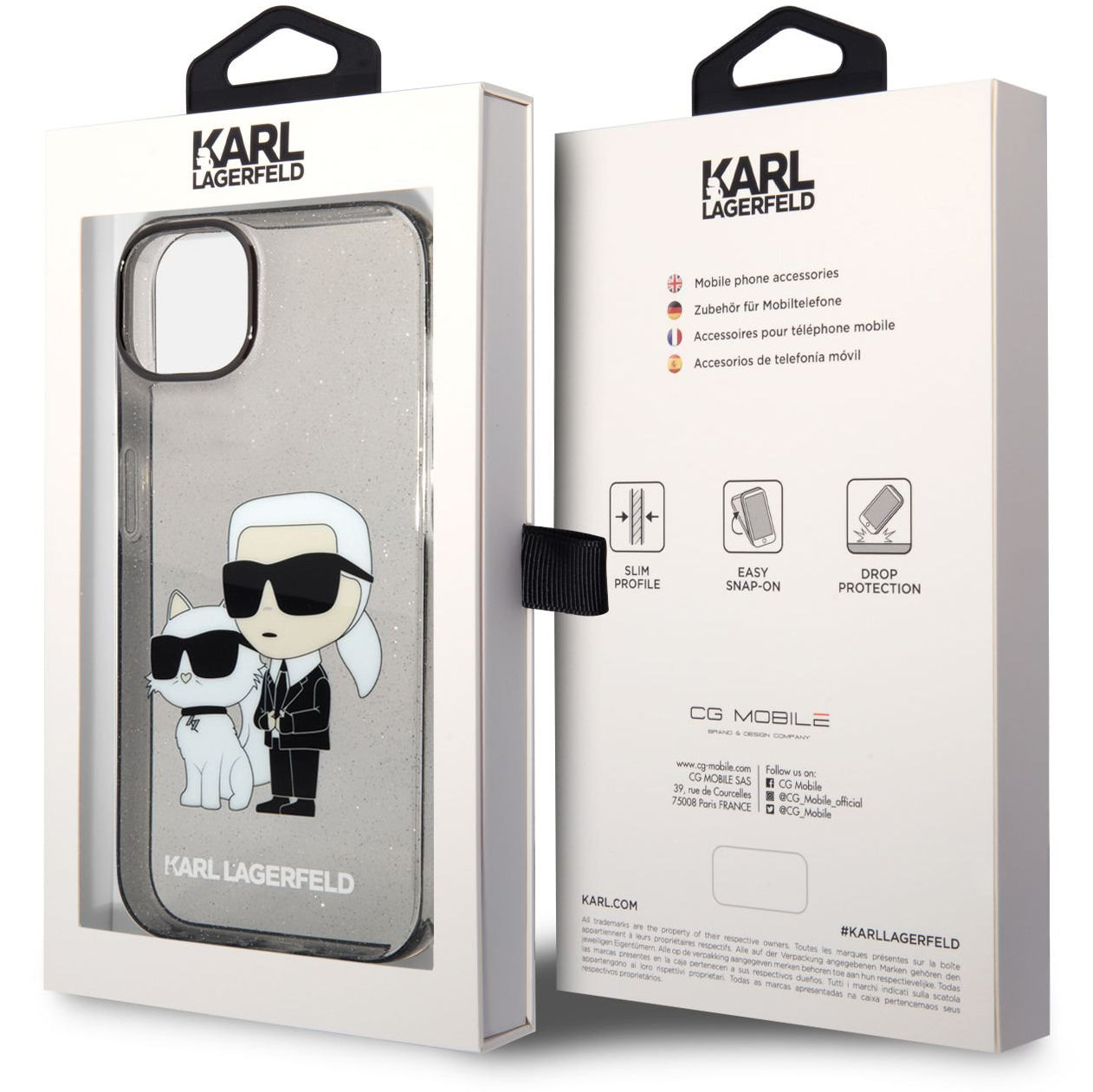 Fodral för Apple iPhone 14 Plus, Karl Lagerfeld, IML Glitter Karl and Choupette NFT, Svart