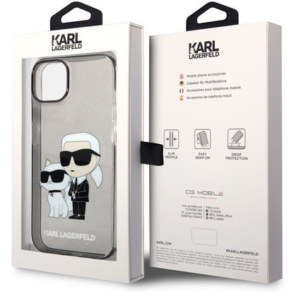 Fodral för Apple iPhone 14 Plus, Karl Lagerfeld, IML Glitter Karl and Choupette NFT, Svart