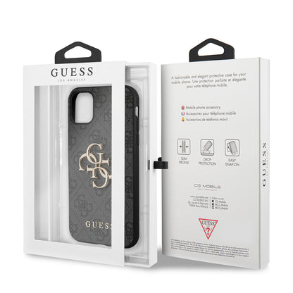 Skyddsfodral för Apple iPhone 11, Guess, 4G Metal Logo, Grå