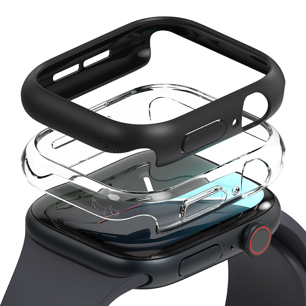 Ringke Slim-fodral för Apple Watch Series 10 / 11 42mm, Set om 2 stycken, Matt svart / Transparent