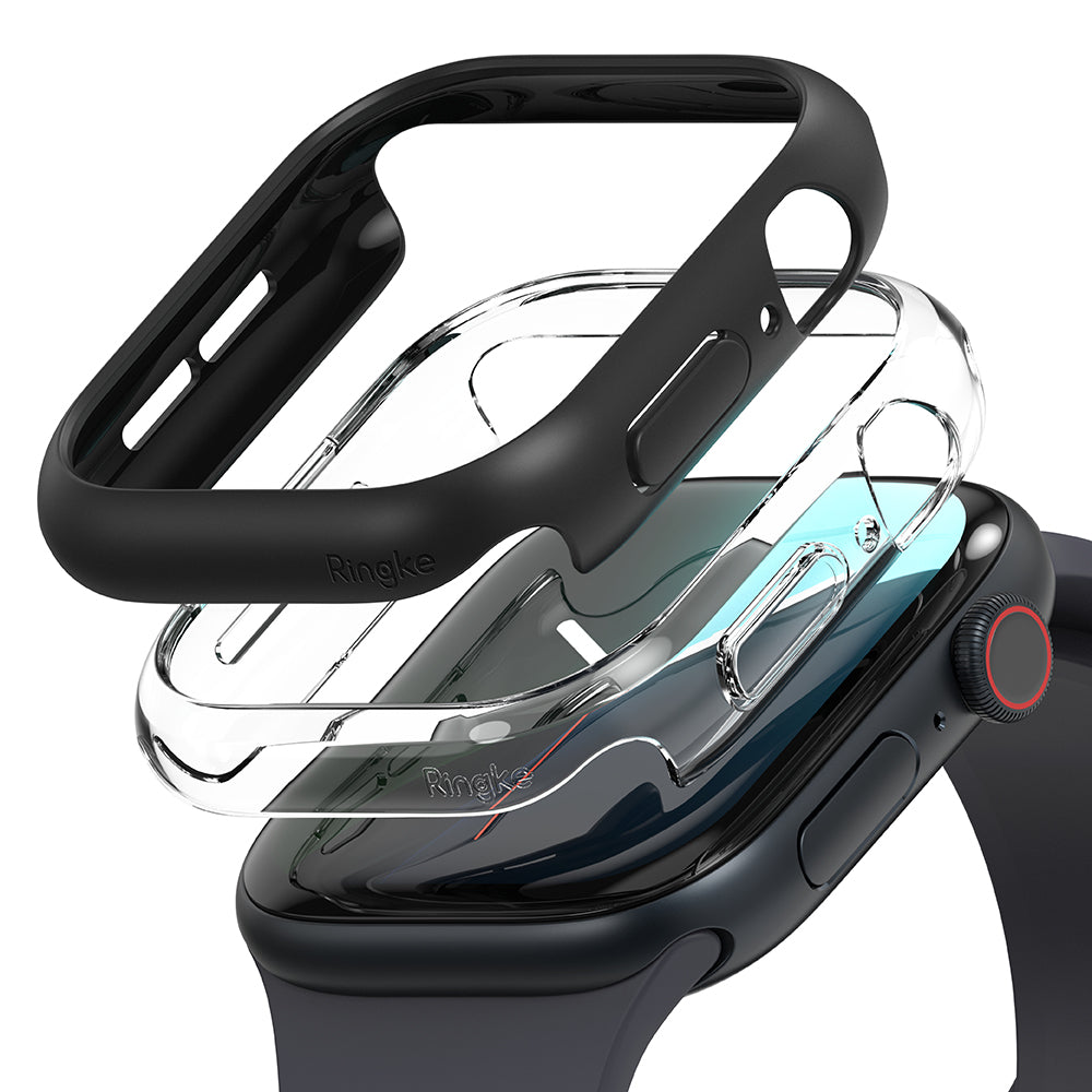 Ringke Slim-fodral för Apple Watch Series 10 / 11 42mm, Set om 2 stycken, Matt svart / Transparent