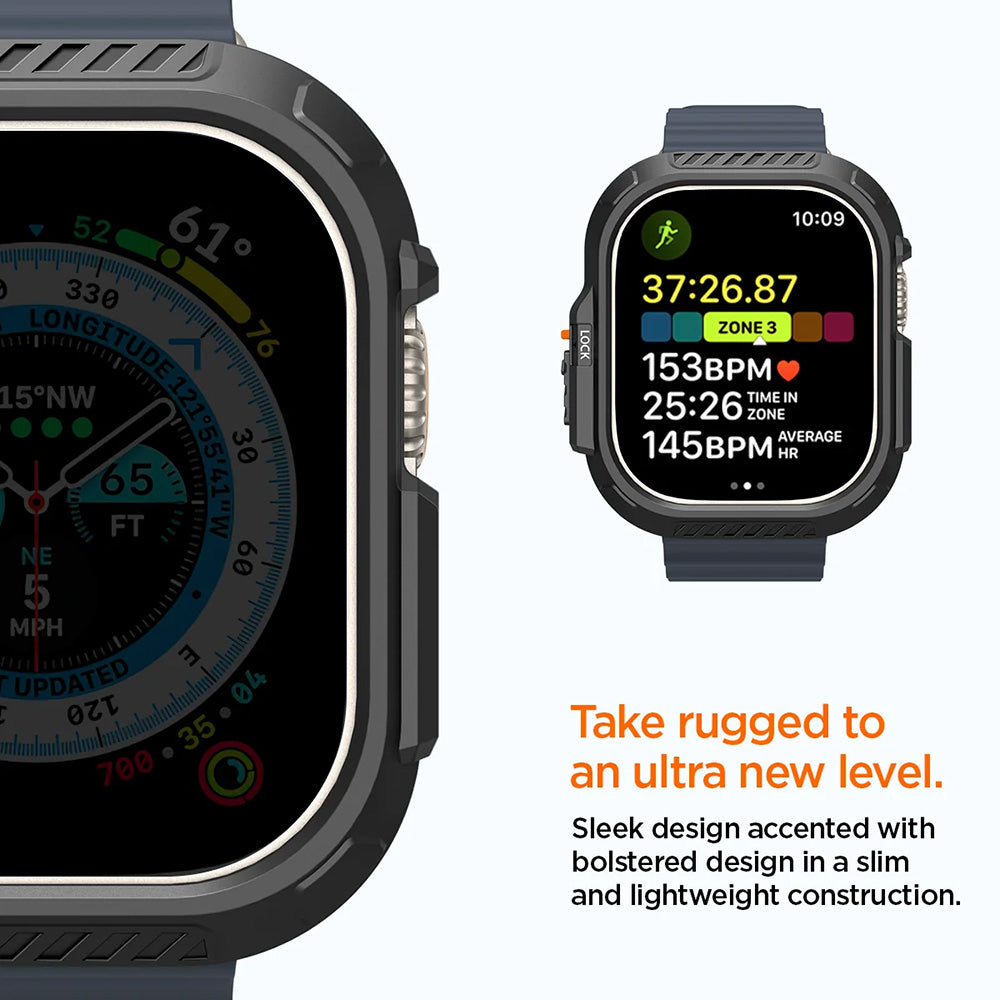 Spigen Lock Fit-fodral för Apple Watch Ultra Series, Matt svart ACS06208