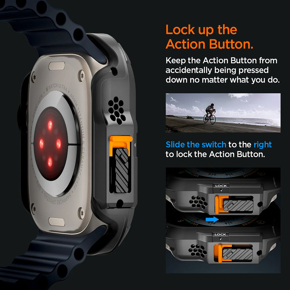 Spigen Lock Fit-fodral för Apple Watch Ultra Series, Matt svart ACS06208