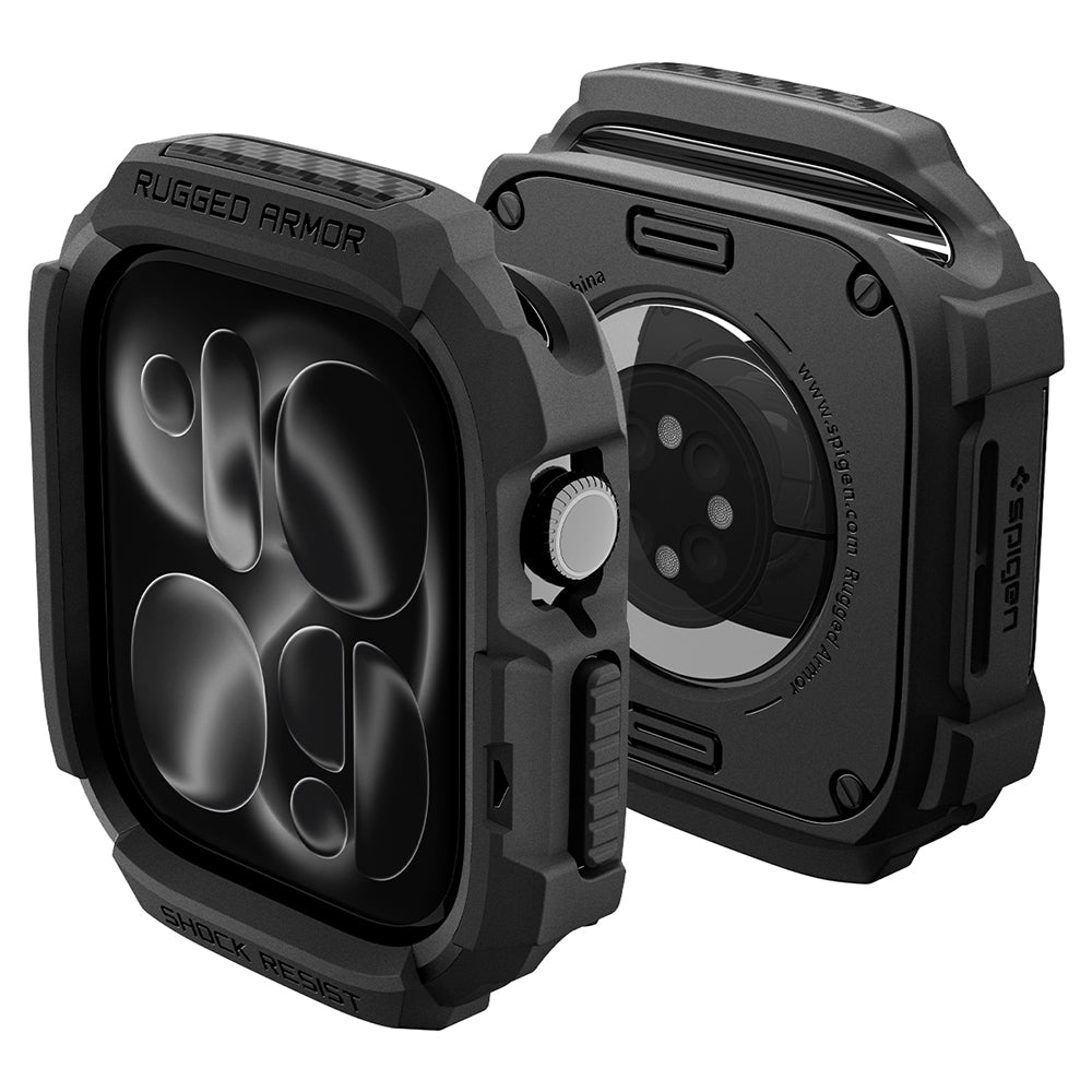 Spigen Rugged Armor-fodral för Apple Watch Series 12 46mm, Matt svart ACS11886