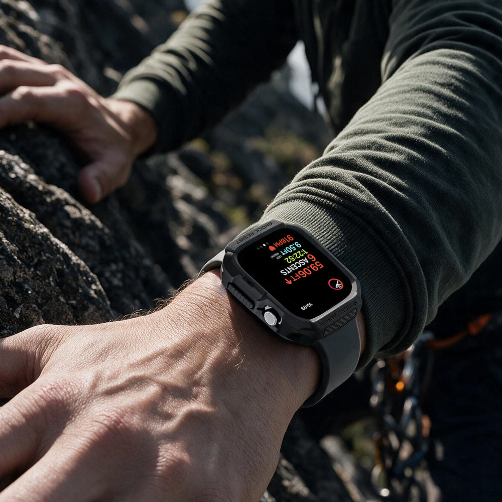 Spigen Rugged Armor-fodral för Apple Watch Series 12 46mm, Matt svart ACS11886