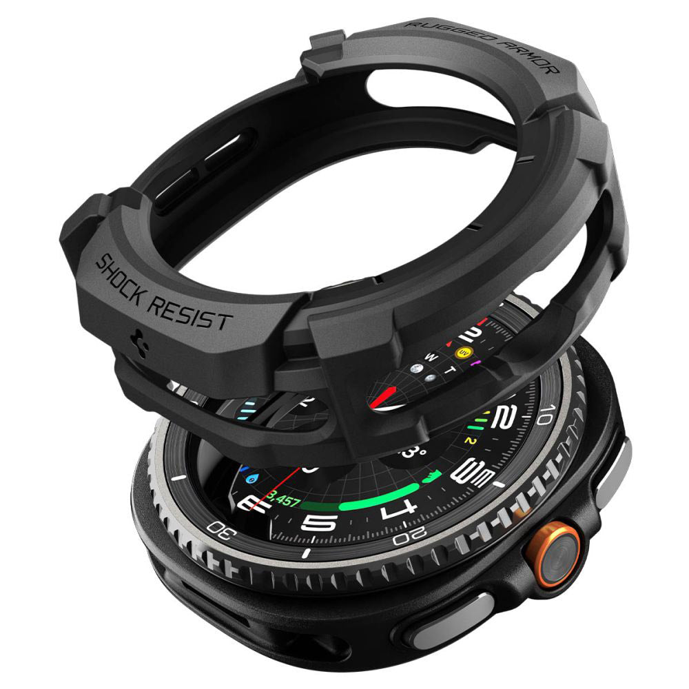 Spigen Rugged Armor skal för Samsung Galaxy Watch8 Classic, Mattsvart ACS10012