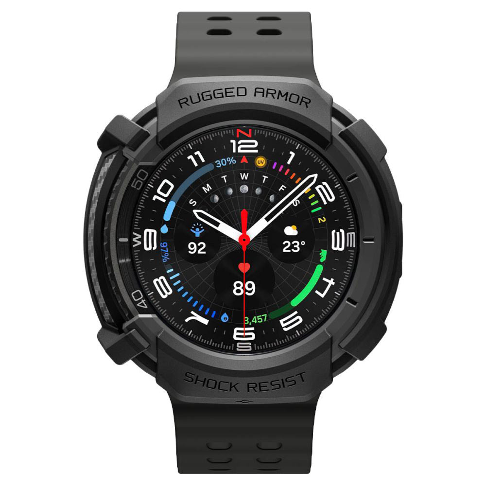 Spigen Rugged Armor skal för Samsung Galaxy Watch8 Classic, Mattsvart ACS10012