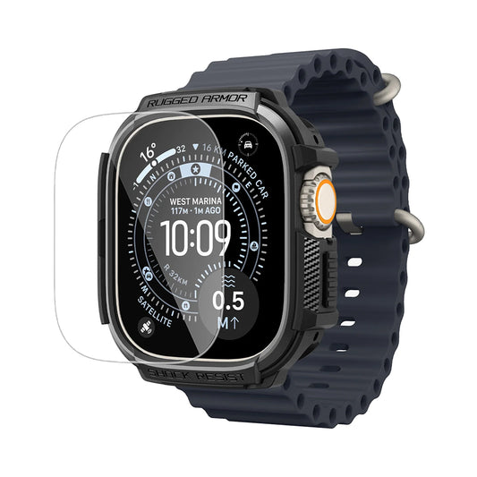 Spigen Rugged Armor-fodral med skärmskydd för Apple Watch Ultra Series, svart ACS11414
