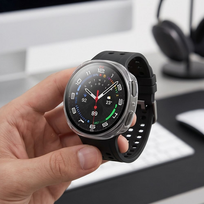 Tech-Protect Defense-fodral för Samsung Galaxy Watch 9 / Watch8 44mm, Set om 2 stycken, Svart / Transparent