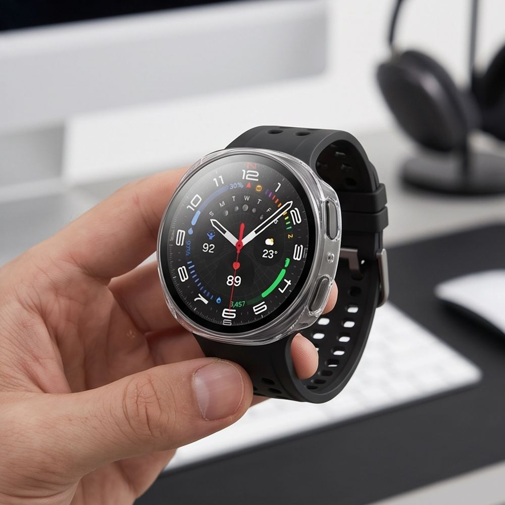 Tech-Protect Defense-fodral för Samsung Galaxy Watch9 / Watch8 40mm, Set om 2 stycken, Svart / Transparent