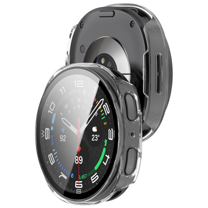 Tech-Protect Defense-fodral för Samsung Galaxy Watch 9 / Watch8 44mm, Set om 2 stycken, Svart / Transparent
