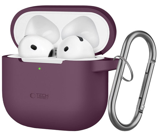 Tech-Protect Silicone Hook-fodral för Apple AirPods 4 / AirPods 5, vinröd