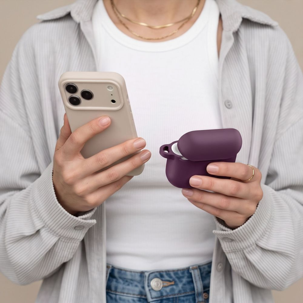 Tech-Protect Silicone Hook-fodral för Apple AirPods Pro 3, vinrött