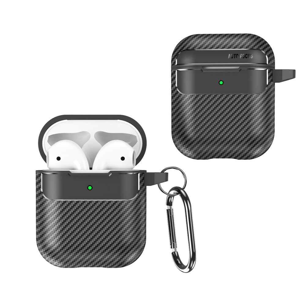 Techsuit CarbonFiber-fodral för Apple AirPods Gen 2 / Gen 1, Svart