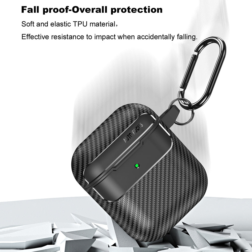 Techsuit CarbonFiber-fodral för Apple AirPods Gen 2 / Gen 1, Svart