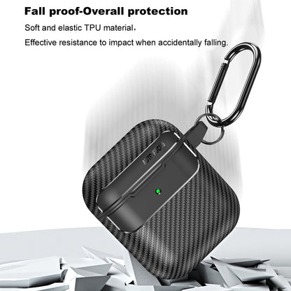 Techsuit CarbonFiber-fodral för Apple AirPods Gen 2 / Gen 1, Svart