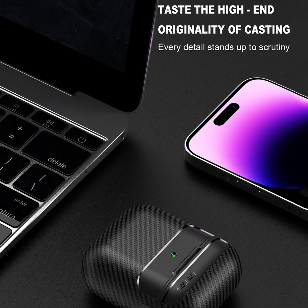 Techsuit CarbonFiber-fodral för Apple AirPods Gen 2 / Gen 1, Svart