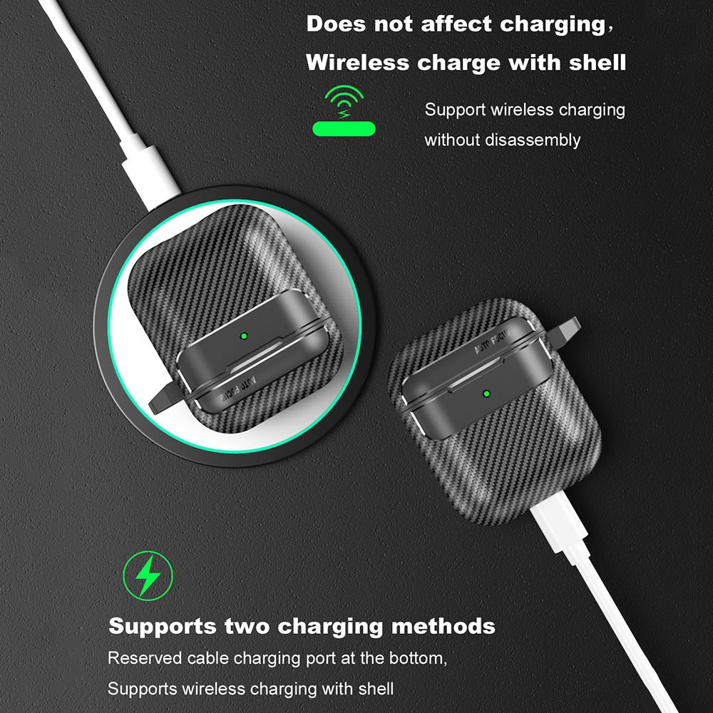 Techsuit CarbonFiber-fodral för Apple AirPods Gen 2 / Gen 1, Svart