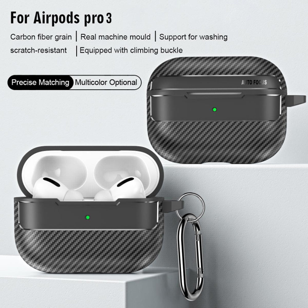 Techsuit CarbonFiber fodral för Apple AirPods Pro 3, Svart