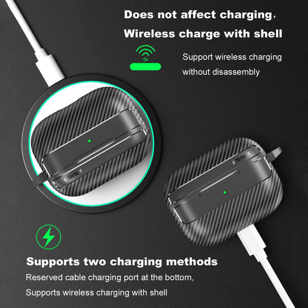 Techsuit CarbonFiber fodral för Apple AirPods Pro 3, Svart