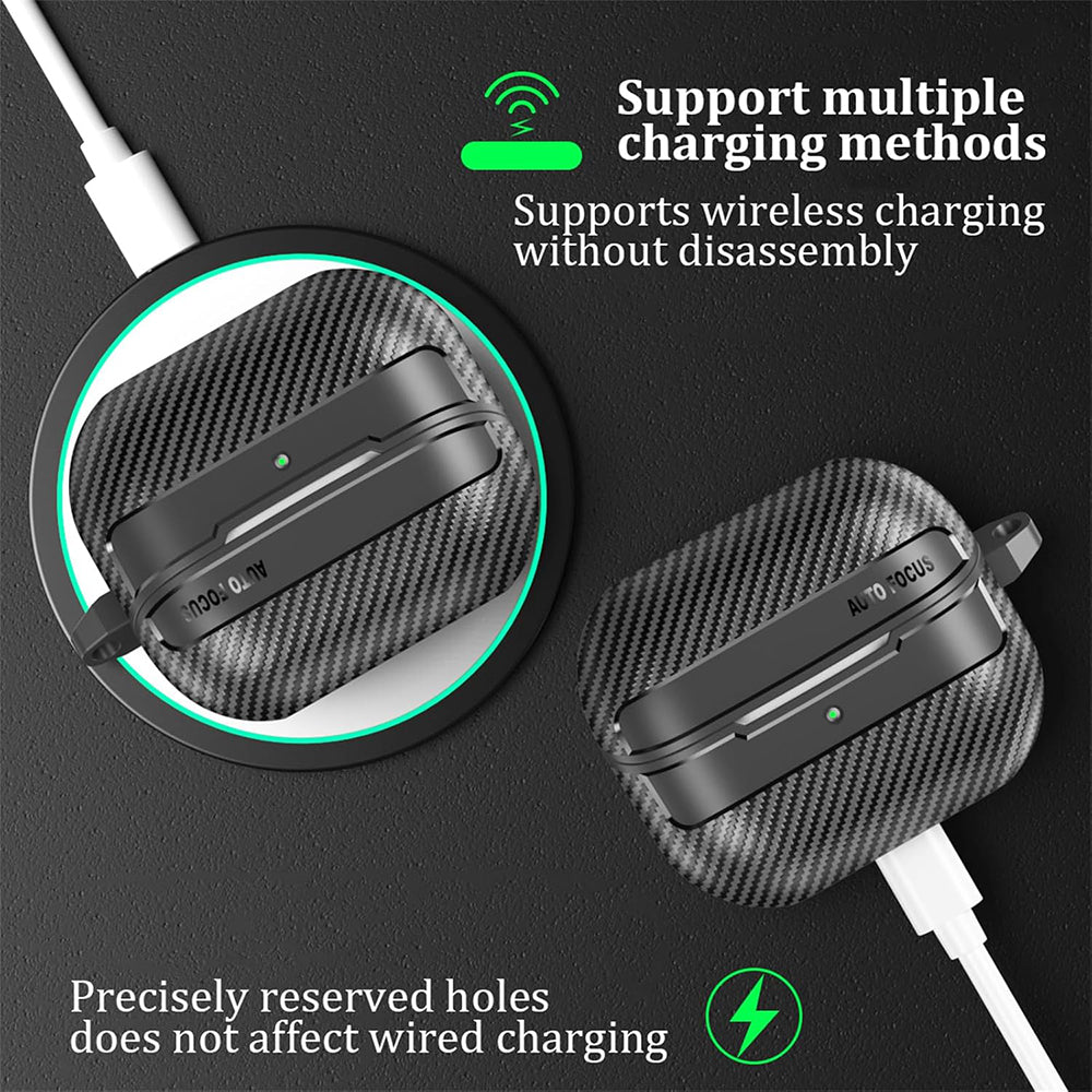 Techsuit CarbonFiber-fodral för Samsung Galaxy Buds3 FE / Buds3 Pro / Buds3, Svart