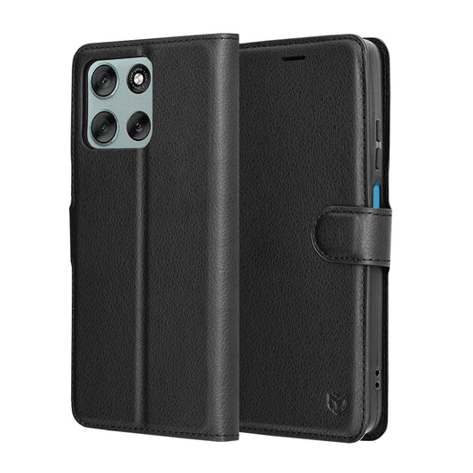 Fodral för Motorola Moto G56, Techsuit, Leather Folio, Svart