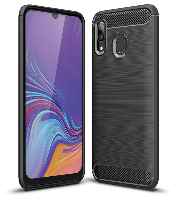 Fodral för Samsung Galaxy A40 A405, Forcell, Kolfiber, Svart