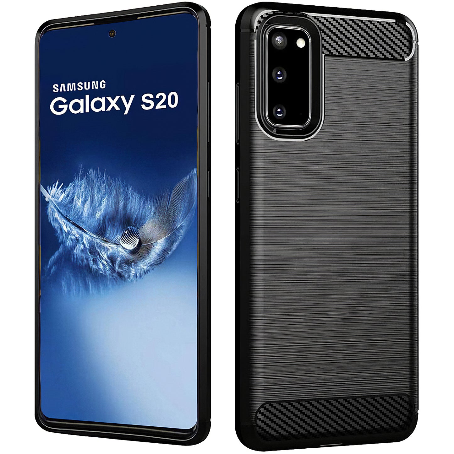 Fodral för Samsung Galaxy S20 5G G981 / S20 G980, OEM, Kolfiber, Svart