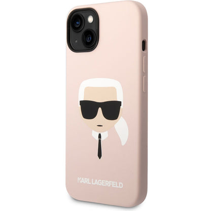 Skyddsfodral för Apple iPhone 14 Plus, Karl Lagerfeld, Silicone Karl's Head, Rosa