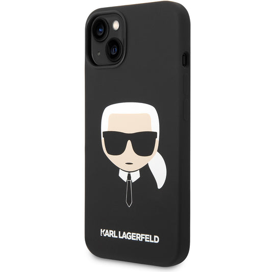 Skyddsfodral för Apple iPhone 14 Plus, Karl Lagerfeld, Silicone Karl's Head, Svart