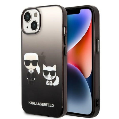 Case for Apple iPhone 14 Plus, Karl Lagerfeld, Gradient Karl & Choupette, Black