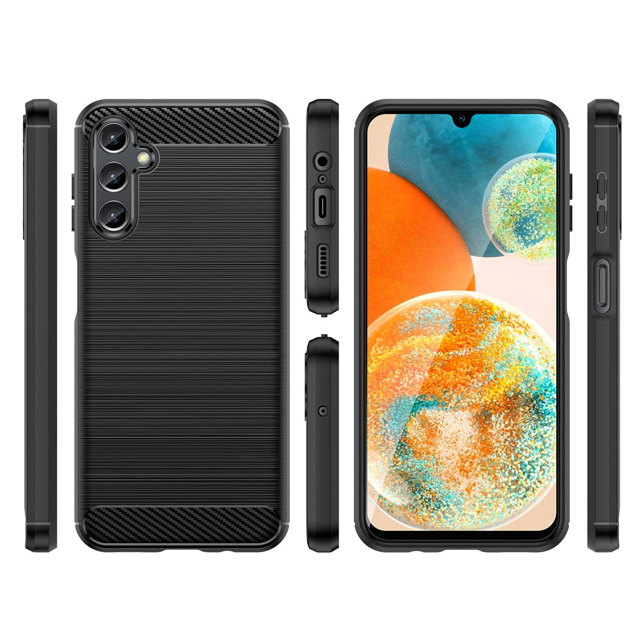 Fodral för Samsung Galaxy A14 A145 / A14 5G A146, OEM, Kolfiber, Svart