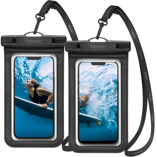 Universal Vattentät Fodral för Telefon max. 3.5inch - 7inch, Spigen, A601, Set med 2 stycken, Svart AMP04523