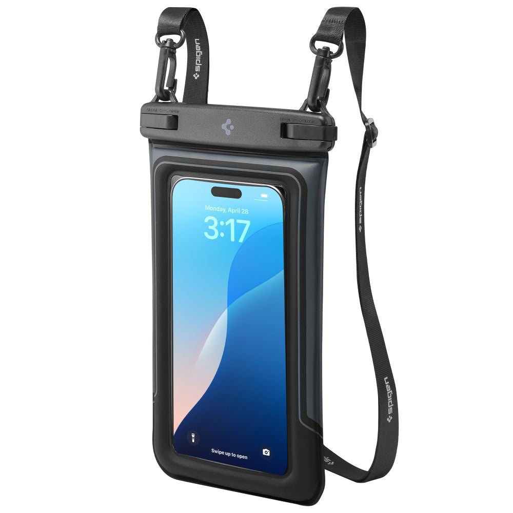 Universal Vattentät Fodral för Telefon max. 6.9 tum, Spigen, A611P, Set med 2 stycken, Matt Svart ACS09348