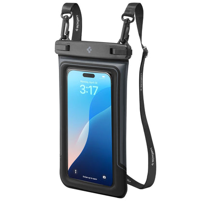 Universal Vattentät Fodral för Telefon max. 6.9 tum, Spigen, A611P, Set med 2 stycken, Matt Svart ACS09348