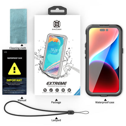 Vattentät MagSafe-fodral för Apple iPhone 15 Pro Max, ShellBox, Svart