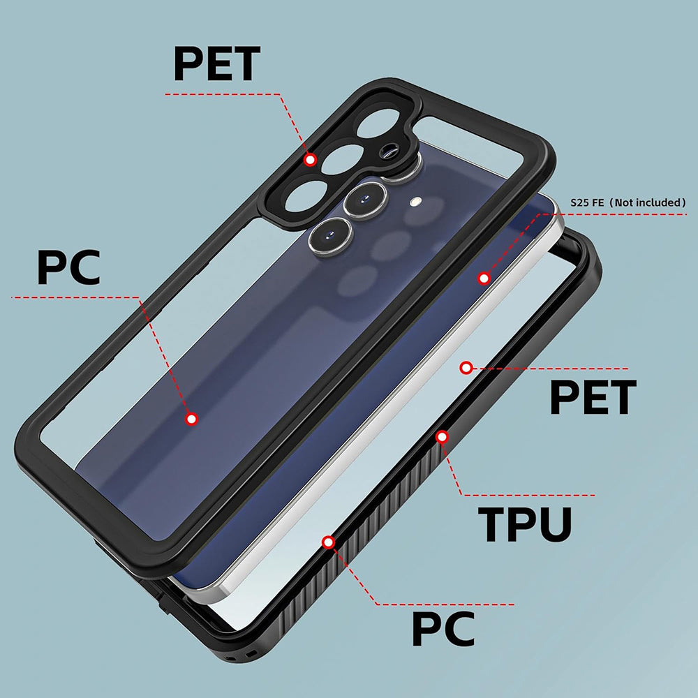 Vattentätt fodral för Samsung Galaxy S25 FE, ShellBox, Svart