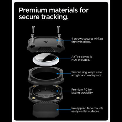 Vattentätt Spigen Tough Armor-skal för Apple AirTag, Svart ACS09781