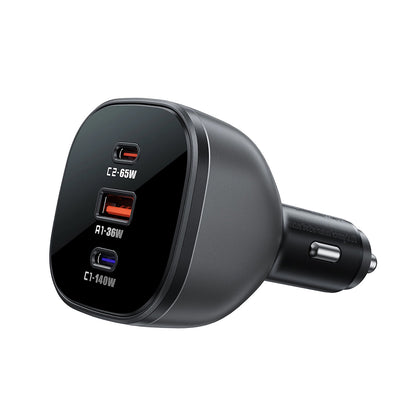 Bil laddare Acefast B14, 165W, 5A, 1 x USB-A - 2 x USB-C, Svart