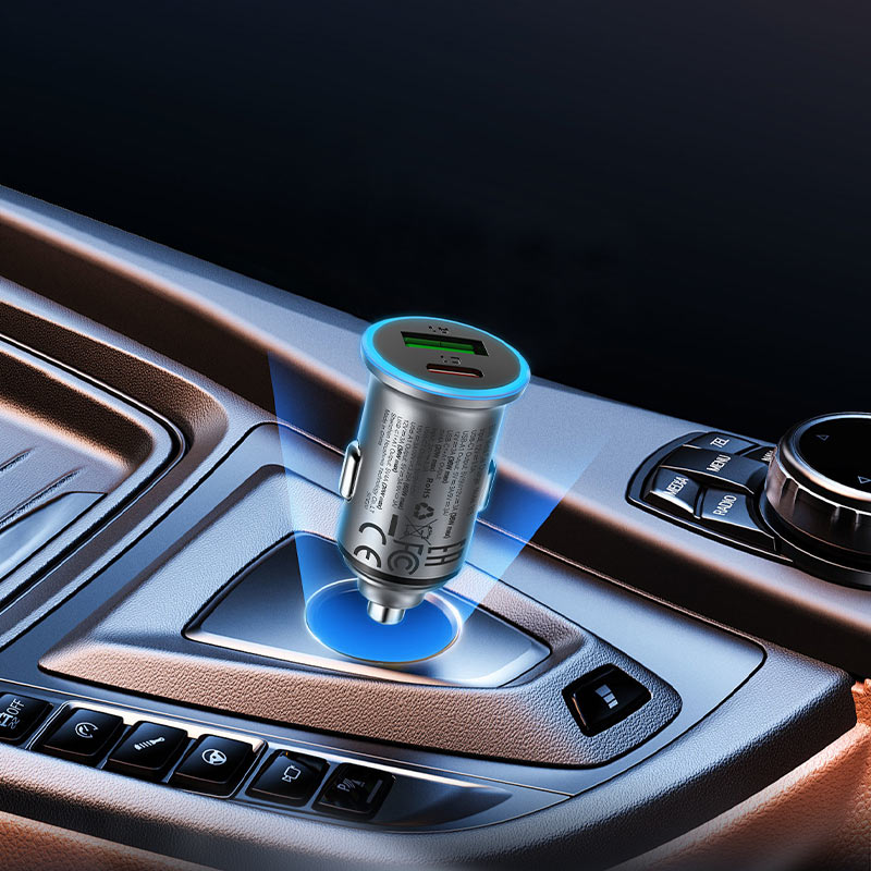 Bil laddare Acefast B15, 65W, 3.25A, 1 X USB-A - 1 x USB-C, Grå