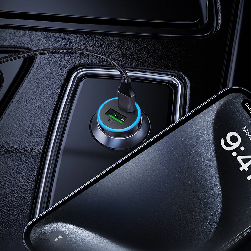 Bil laddare Acefast B15, 65W, 3.25A, 1 X USB-A - 1 x USB-C, Grå