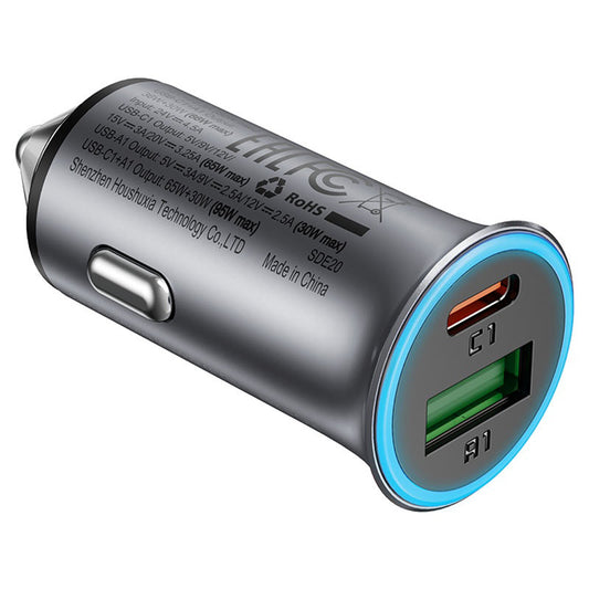 Bil laddare Acefast B16, 95W, 3.25A, 1 x USB-A - 1 x USB-C, Grå