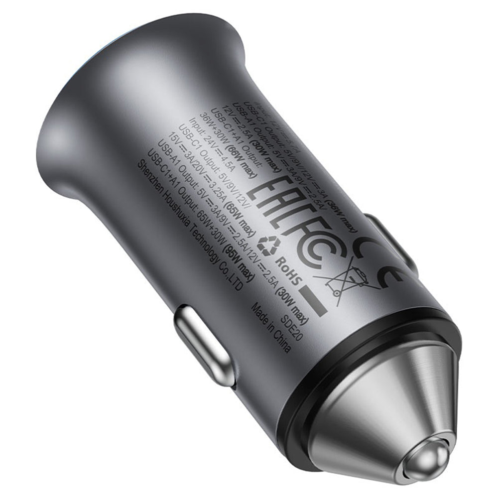 Acefast B16 Car Charger, 95W, 3.25A, 1 x USB-A - 1 x USB-C, Gray