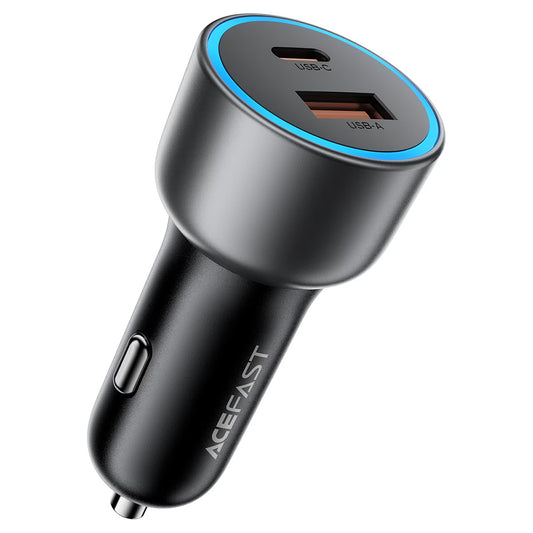 Acefast B21 billaddare, 75W, 3A, 1 x USB-A - 1 x USB-C, grå