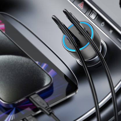 Acefast B21 billaddare, 75W, 3A, 1 x USB-A - 1 x USB-C, grå
